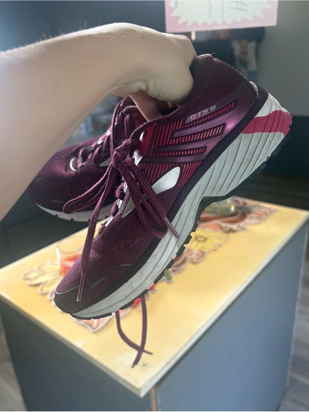 Brooks Women's Maroon & Pink GTS 18 Running Shoes